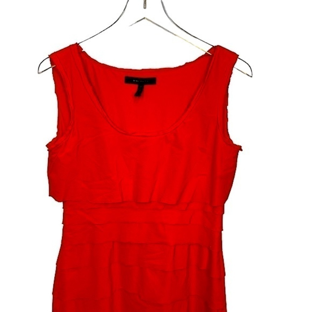 BCBGMaxAzria Sleeveless Scoop Neck Pleated Bodycon Persimmon Sawyer Dress Sz 4 - Picture 7 of 12